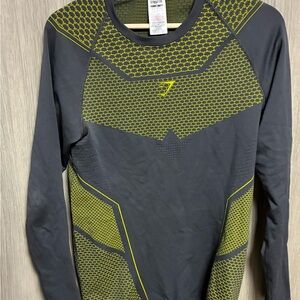 Gymshark Gray and Yellow Long Sleeve Tee